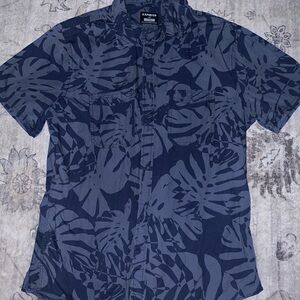 Express Men's Navy Leaf Print Shirt